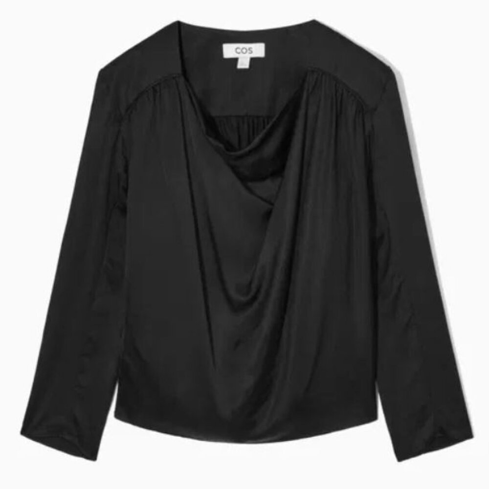 COS Elegant Draped Black Blouse